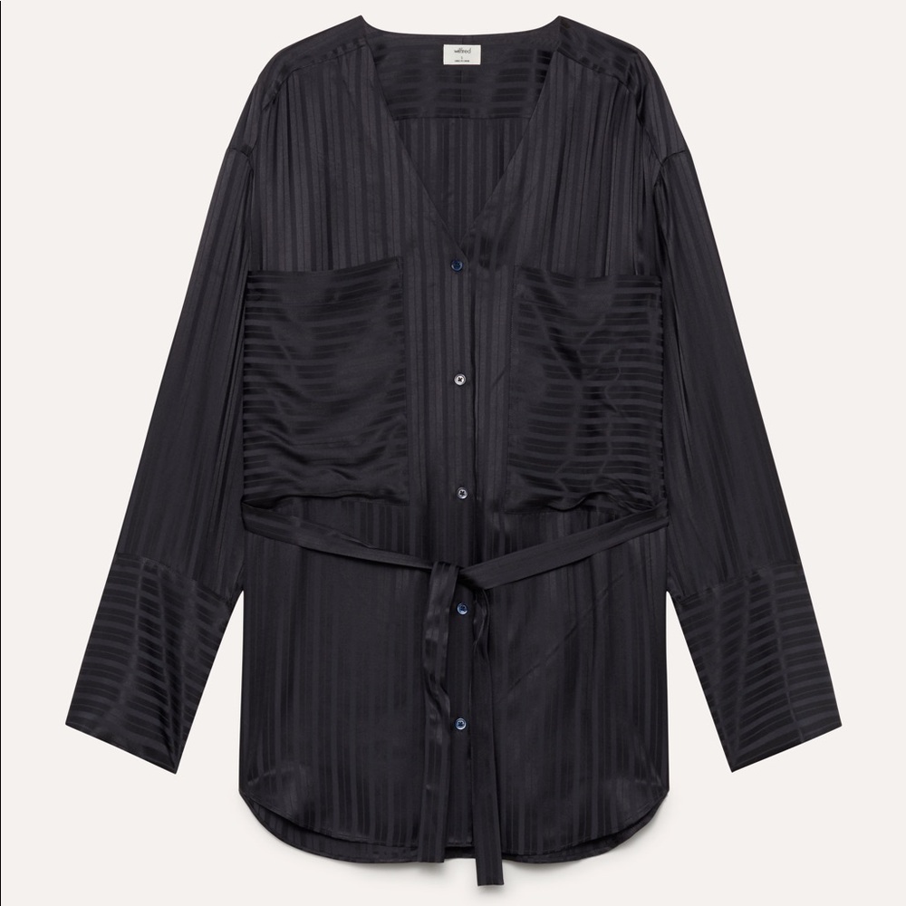 Wilfred Aritzia ZELIE SHIRT silk blend black blouse